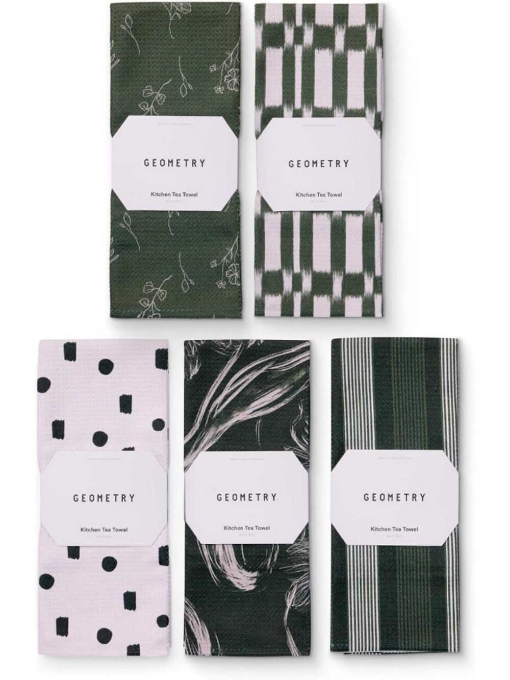 Quick Dry Microfiber Kitchen Tea Towels - 5 Pack, 18" x 30", Meadow Design